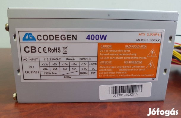 Új, Codegen 400W-os PC tápegység!