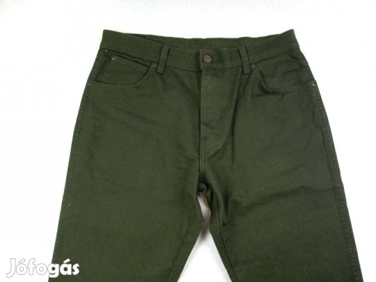 Új! Eredeti Wrangler (W34/L30) Férfi Olajzöld Enyhén Sztreccses Farmer