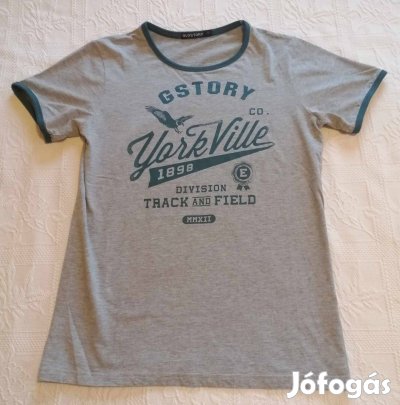 Új "Glostory" Divatos Férfi Szürke 100% Pamut Póló (M méret)