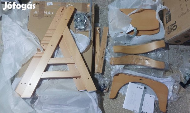 Új! Hauck Alpha + etetőszék, natúr szín, tömörfa