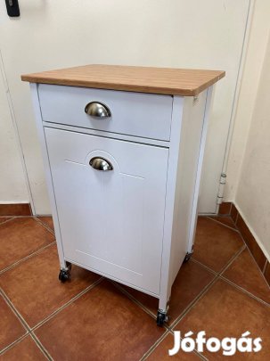 Új! Kesper fa konyhai zsúrkocsi, fehér, 79 cm