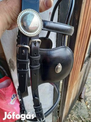 Új! Kézzel varrott, nikkeles fogatos páros kantár 