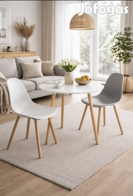 Új! Kör alakú étkező asztal. Tömörfa lábakkal. 80 cm