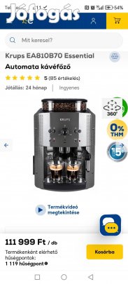 Új, Krups darálós kávéfőző-2 év garanciával 