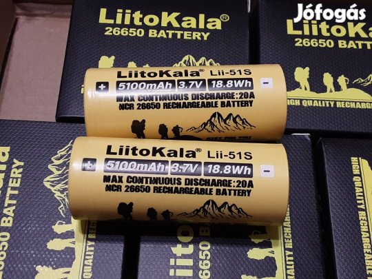 Új! Liitokala Lii-51S 26650 5100 mAh Li-ion High drain akkumlátor