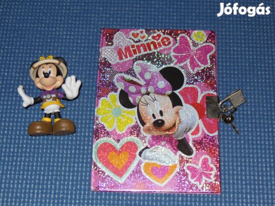 Új, Minnie játékfigura + lakatos emlékkönyv, napló