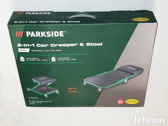 Új, Parkside autószerelő aláfekvő pad, 3év garanciával