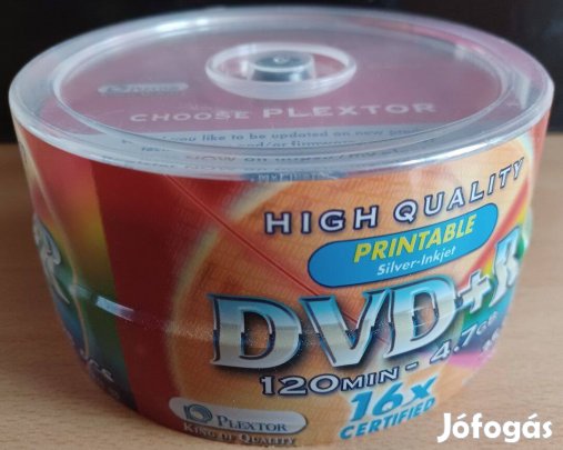 Új! Plextor 16x nyomtatható DVD+r 120m 4,7Gb Made in Japan
