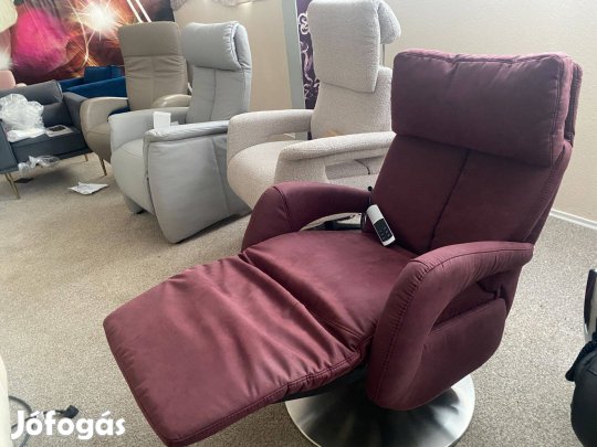 Új! Pufi fejtámlás, meggybordó, tőbb motoros TV relax fotel 229e