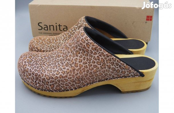 Új! Sanita fatalpú valódi bőr klumpa, 41 -es szélesebb