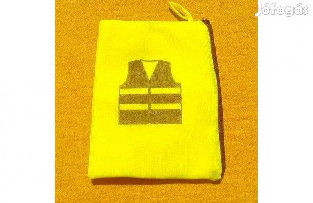 Új, Sárga mellény,, cipzáras tokban
