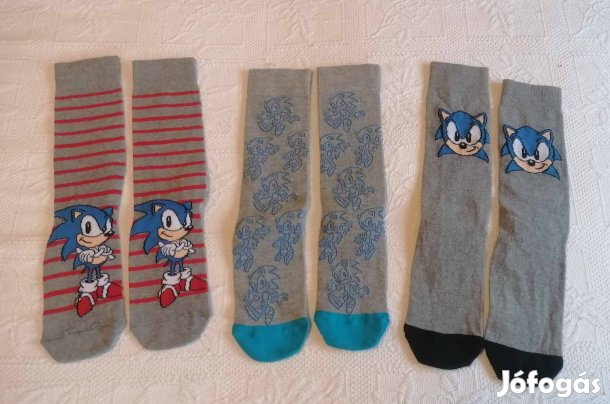 Új "Sega" Sonic The Hedgehog 3db Férfi Zokni Készlet (41-46 méret)