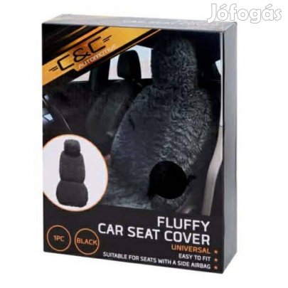 Új! Szőrmés üléshuzat fekete 2db