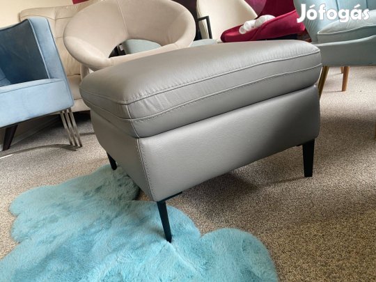 Új! Szürke valódibőr modern puff 49e