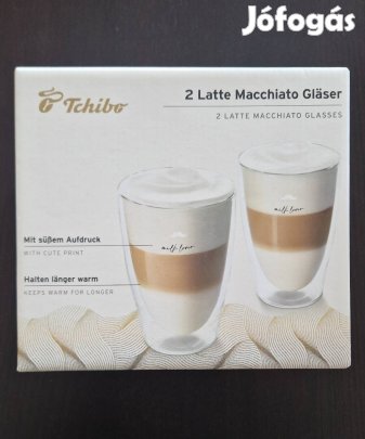 Új! Tchibo Latte Macchiato pohár nyomott mintával (2 db)