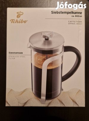 Új! Tchibo dugattyús kávéfőző (6 személyes), ezüst