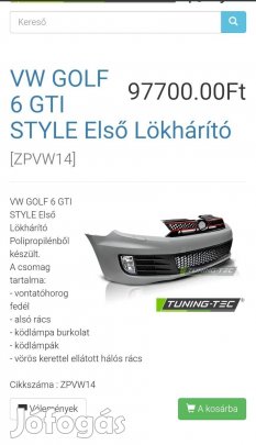 Új! Volkswagen Golf 6 VI első lökhárító 