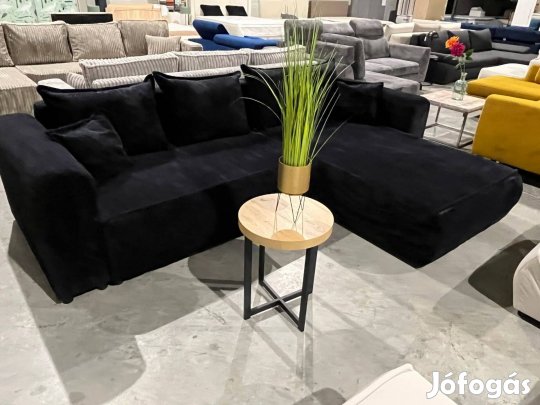 Új, XL fekete kordbársony szövettel L sarokkanapé