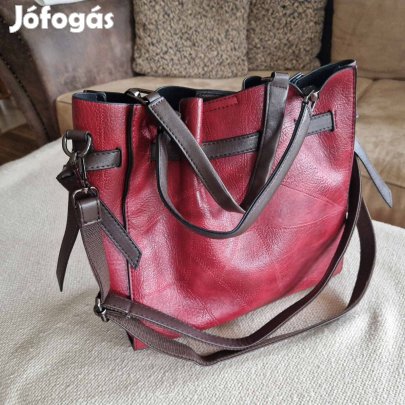 Új / Eco-leather/ sötét-pink női táska