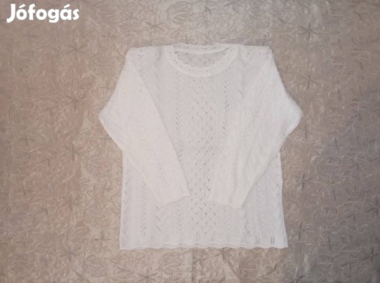 Új - Krémfehér álomszép csipke pulóver 40/42