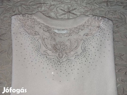 Új - Női alkalmi díszes pulóver - XL-XXL - bézs-krém