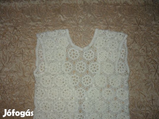 Új - Női csipke mintás horgolt fehér mellény 38/40