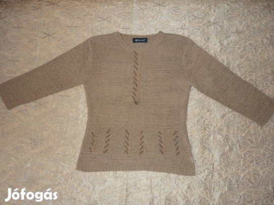 Új - Női kötött pulóver bőrszíjakkal - 38/40 bőrhatású