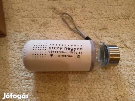Új! "Orczy negyed" üveg termokulacs 300 ml + világító kulcstartó