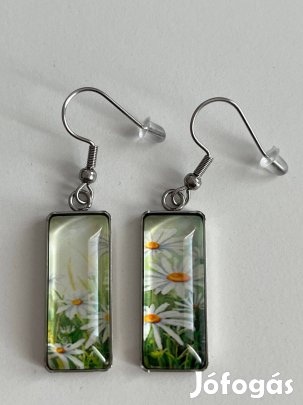 Új - Üveg margaréta fülbevaló