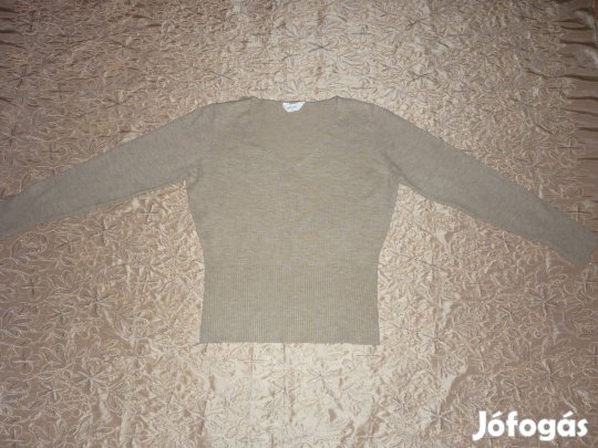 Új - Világos mogyoróbarna kötött női pulóver 38