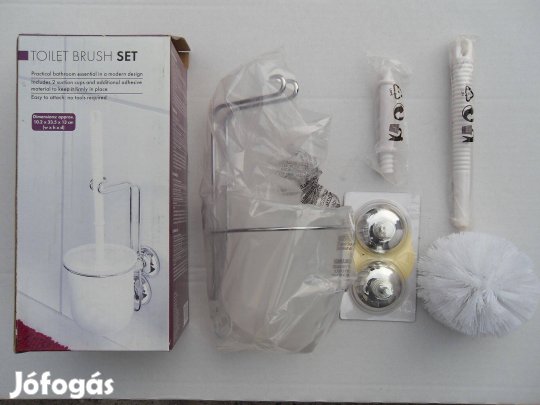 Új - WC kefe garnitúra - krómozott fém váz - falra szerelhető