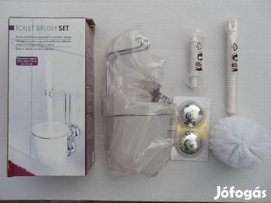 Új - WC kefe garnitúra - krómozott fém váz - falra szerelhető
