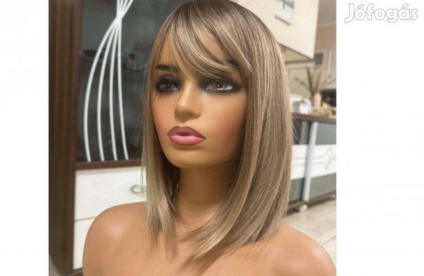 Új - középhosszú, szőke 100% kezelt emberi haj paróka eladó