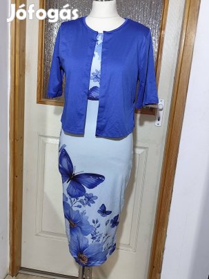 Új, alkalmi női ruha, 38-as méret, kék pillangós