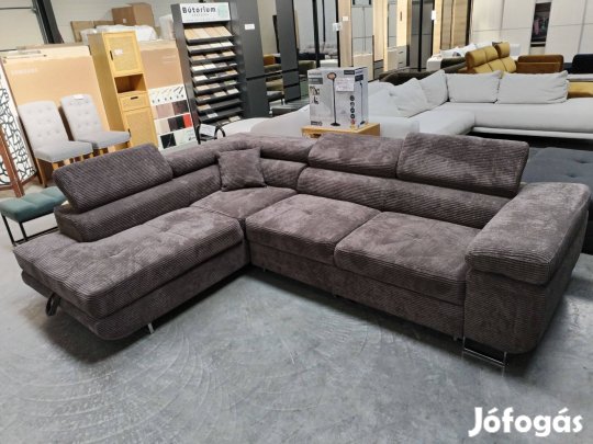Új, barna kordbársony "L" kanapé