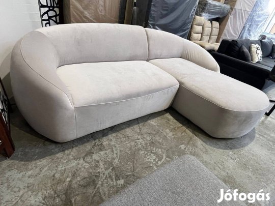 Új, bézs bársony design sarokkanapé