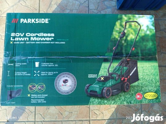 Új, bontatlan Parkside egy akkus fűnyíró 3 év garancia, 41 999 Ft