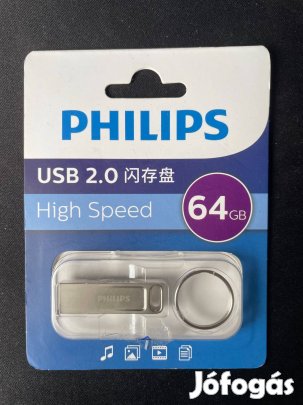 Új, bontatlan Philips 64 GB tárhelyű pendrive USB 2.0 kulcstartóval