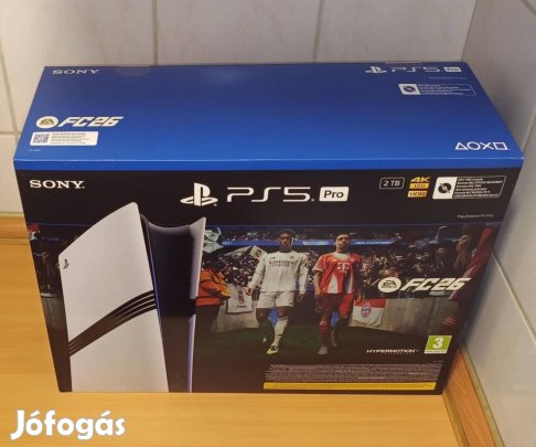 Új, bontatlan dobozos PS5 Pro gép EA FC 26 játékkal, 3 év garanciával