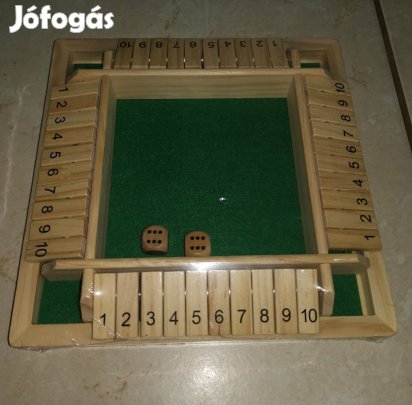 Új, bontatlan fa dobókockás társasjáték (Shut the Box jellegű)