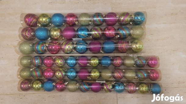 Új, bontatlan karácsonyfa gömb díszek (63db)