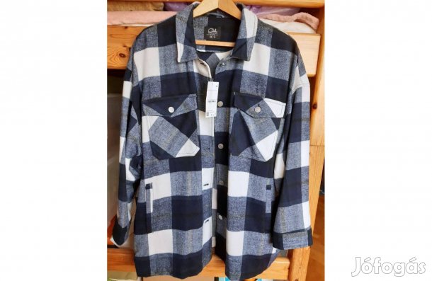Új, címkés C&A kék-fehér kockás női ingkabát, 54-es