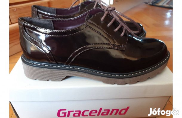Új, címkés Graceland 39-es sötétbordó lakkcipő