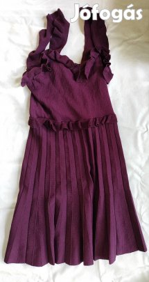 Új, címkés Zara bordó kötött ruha | fodros, pliszírozott, S-es