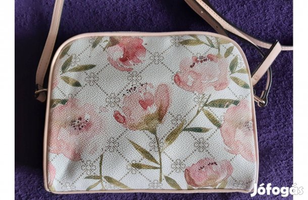 Új, címkés tavaszi rózsaszín virágos kistáska 2 db
