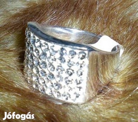 Új, csodaszép, swarovski köves csillogó ezüst gyűrű Akció *