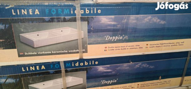 Új, dobozos dupla mosdó/kézmosó