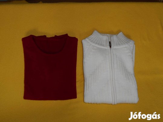 Új, fehér, elegáns női kardigán - és csinos, bordó pulóver. M - es