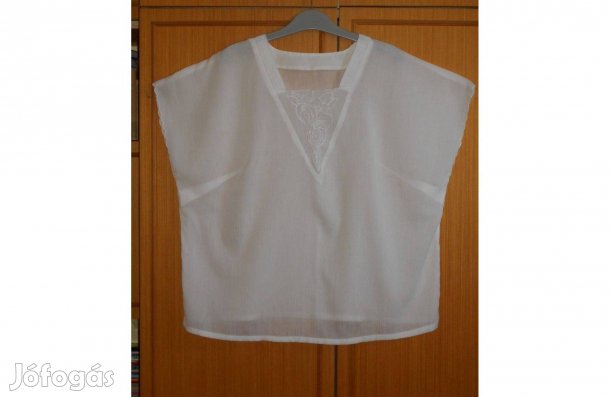 Új, fehér női blúz, hímzett díszes. Nagy méret, kb: XL, 42- es
