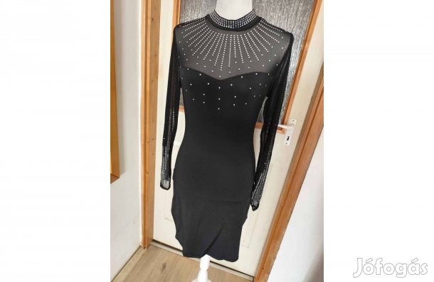 Új, feket csillogós party ruha, M méret